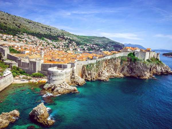City walls of Dubrovnik from the sea side