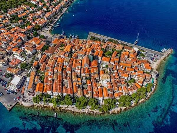 Aerial view of Korcula Old Town