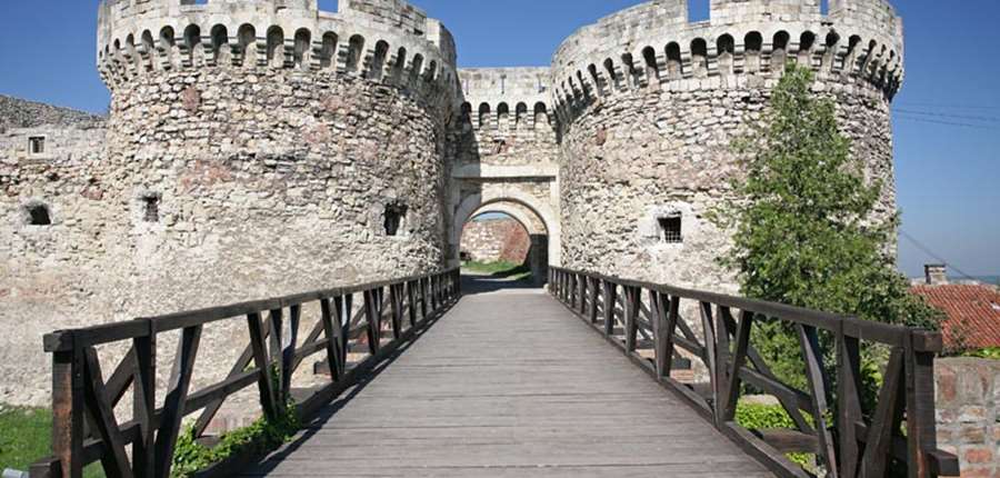 Kalemegdan fortress towers in Belgrade, Serbia