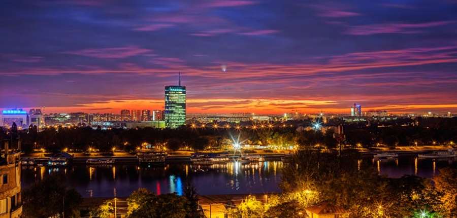 Belgrade panorama at night, Serbia