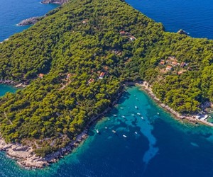 Aerial panorama, Kolocep Island, Croatia