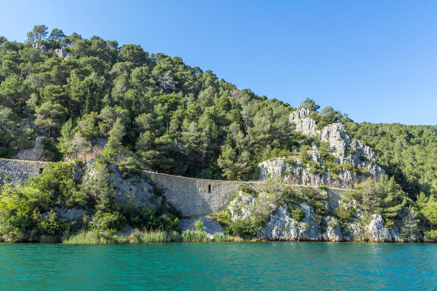 Stone cliffs and Krka river, Krka NP