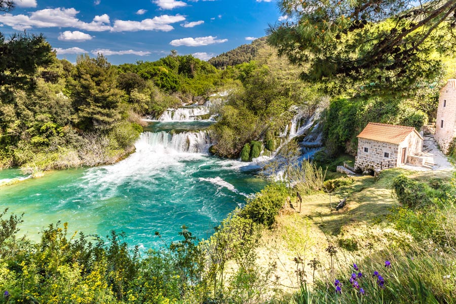 Skradinski Buk waterfall and old mill at Krka NP