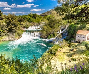 Skradinski Buk waterfall and old mill at Krka NP