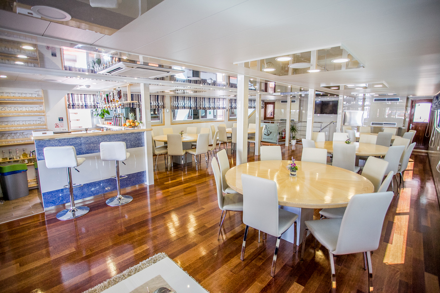 Dining room aboard MS Captain Bota