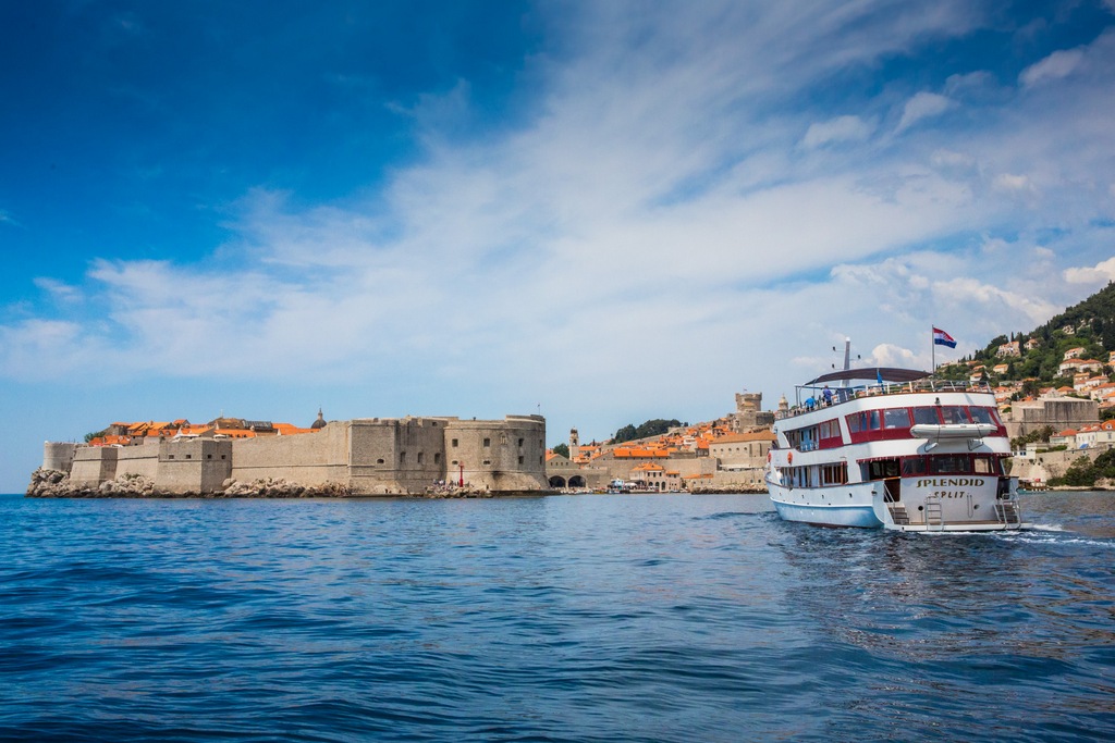 MS Splendid docked in front of Dubrovnik Old Town