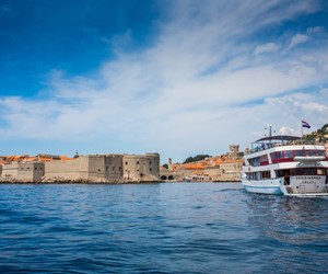 MS Splendid docked in front of Dubrovnik Old Town