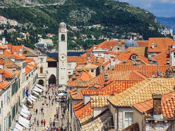 Main Street and Clocktower, Dubrovnik, Croatia