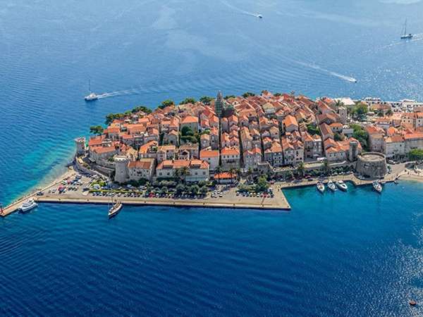 Korcula town aerial view