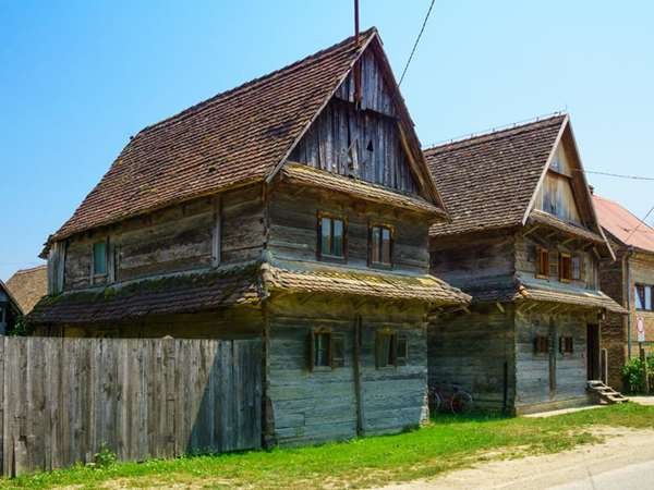 Traditional wooden houses in Krapje, Croatia