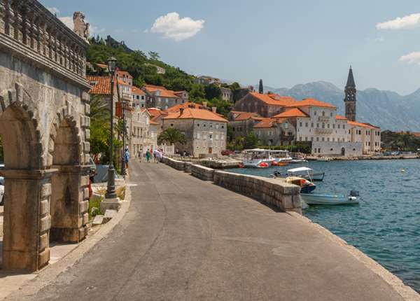 Seafront in Perast, Montenegro