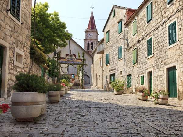 Stone paved streets of Supetar, Brac