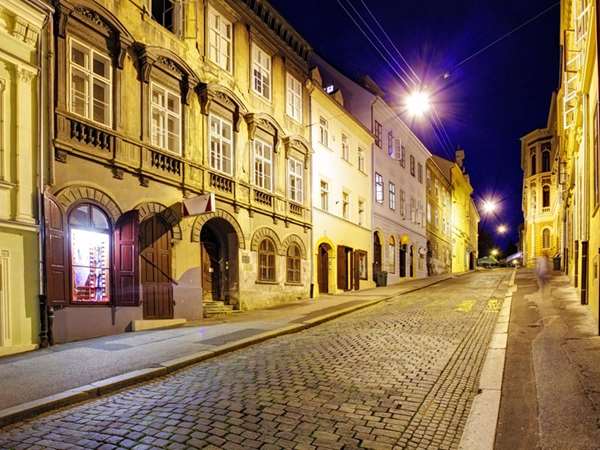 street in Zagreb, Croatia, during night time